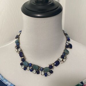 LOFT Statement Necklace - Blue, Teal, Navy, Pearl Colours